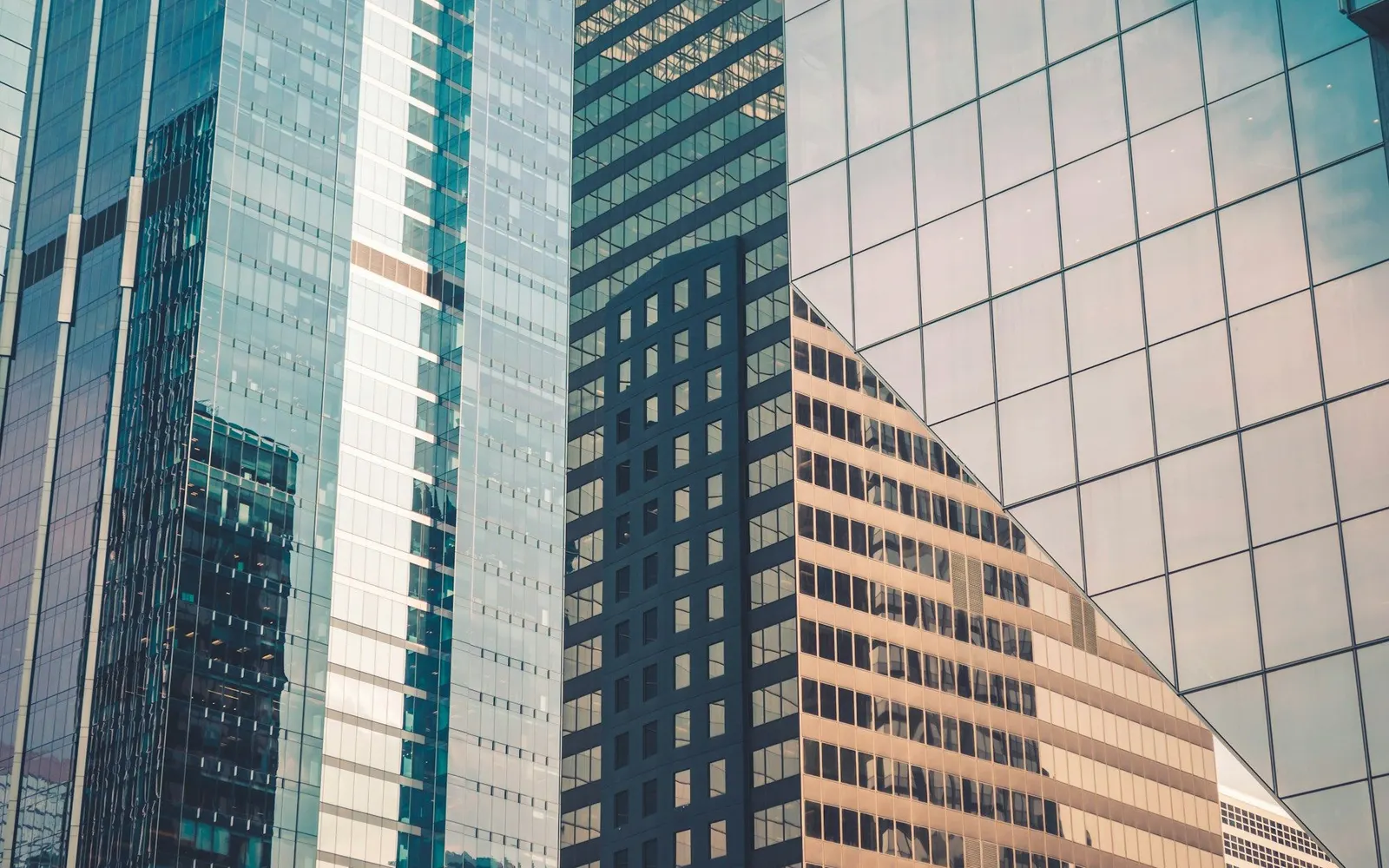 Glass office towers in a business district