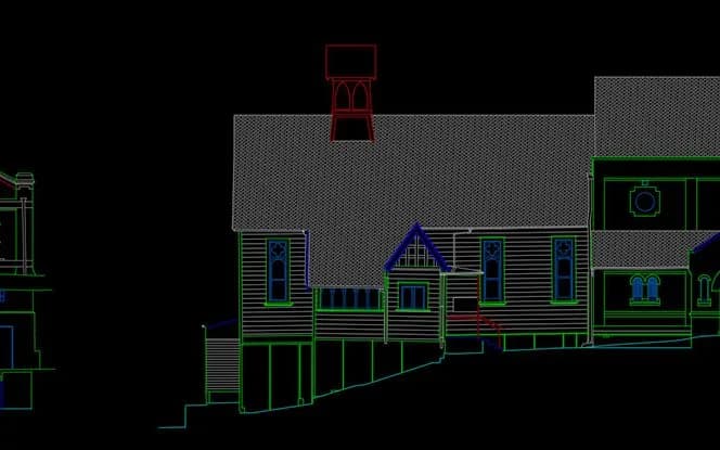 2D CAD elevation drawing produced for as-built documentation