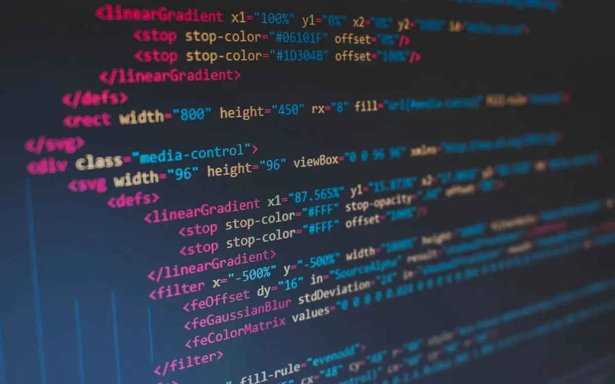 Structured markup code on a screen