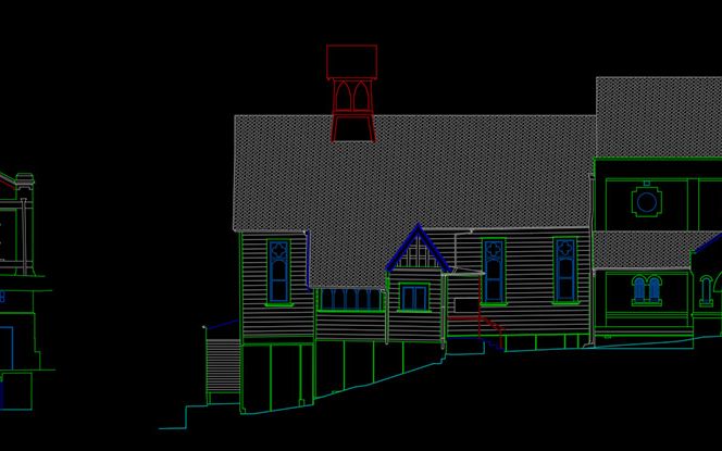 2D and 3D CAD drafting — architectural elevation drawing